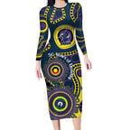Storm NAIDOC Week 2026 Personalised Long Sleeve Bodycon Dress 50 Years of Deadly Aboriginal Art