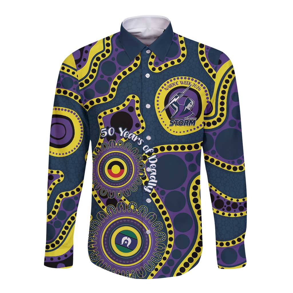 Storm NAIDOC Week 2026 Personalised Long Sleeve Button Shirt 50 Years of Deadly Aboriginal Art