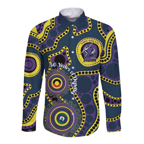 Storm NAIDOC Week 2026 Personalised Long Sleeve Button Shirt 50 Years of Deadly Aboriginal Art