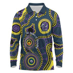 Storm NAIDOC Week 2026 Personalised Long Sleeve Polo Shirt 50 Years of Deadly Aboriginal Art