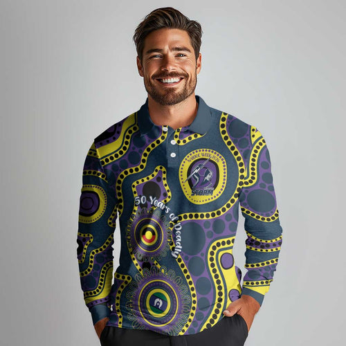 Storm NAIDOC Week 2026 Personalised Long Sleeve Polo Shirt 50 Years of Deadly Aboriginal Art