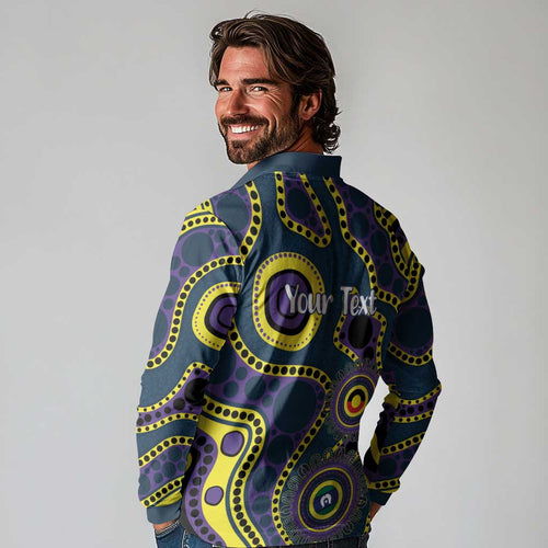Storm NAIDOC Week 2026 Personalised Long Sleeve Polo Shirt 50 Years of Deadly Aboriginal Art