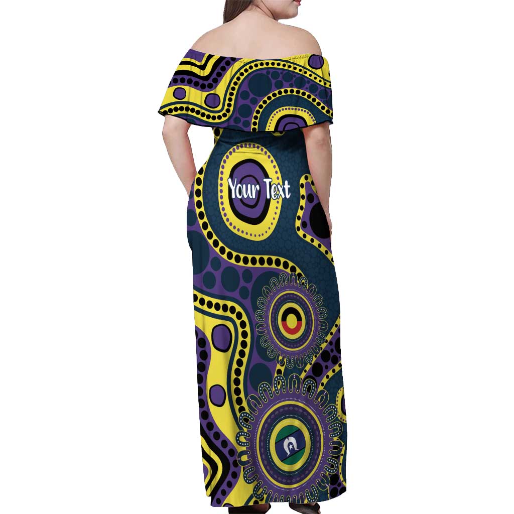 Storm NAIDOC Week 2026 Personalised Off Shoulder Maxi Dress 50 Years of Deadly Aboriginal Art