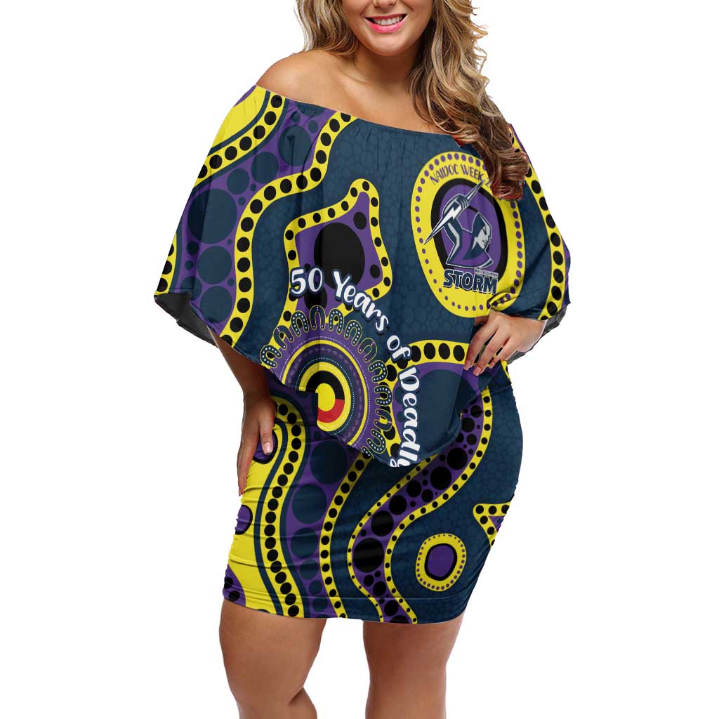 Storm NAIDOC Week 2026 Personalised Off Shoulder Short Dress 50 Years of Deadly Aboriginal Art