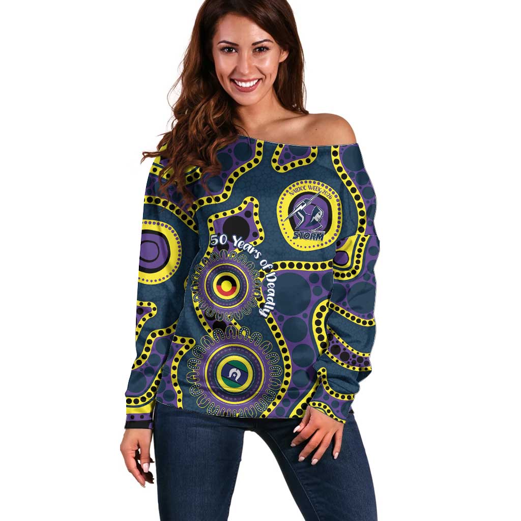 Storm NAIDOC Week 2026 Personalised Off Shoulder Sweater 50 Years of Deadly Aboriginal Art