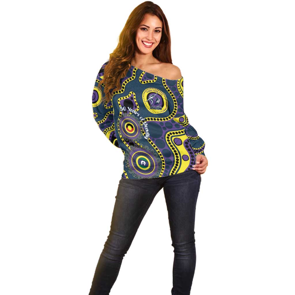 Storm NAIDOC Week 2026 Personalised Off Shoulder Sweater 50 Years of Deadly Aboriginal Art