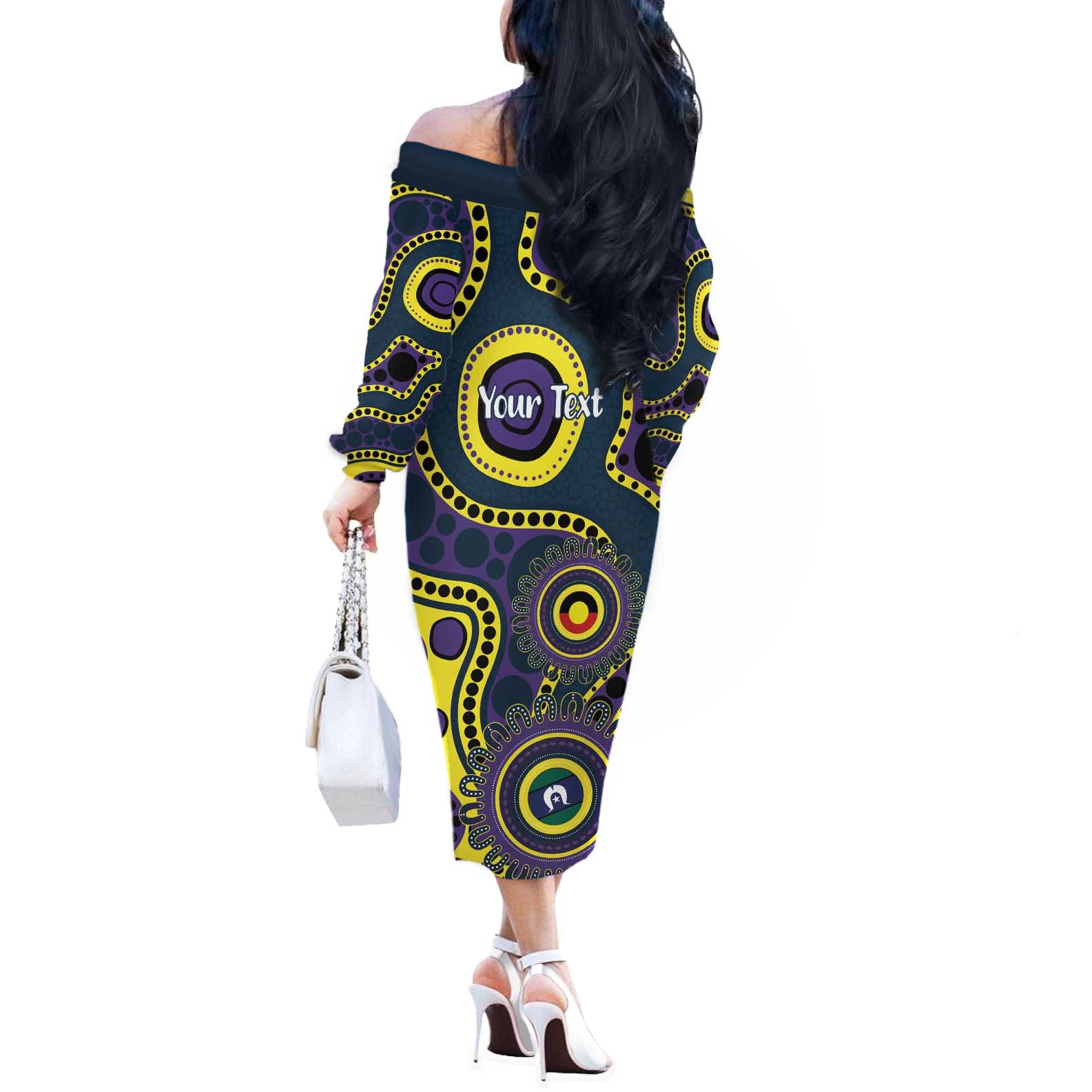 Storm NAIDOC Week 2026 Personalised Off The Shoulder Long Sleeve Dress 50 Years of Deadly Aboriginal Art