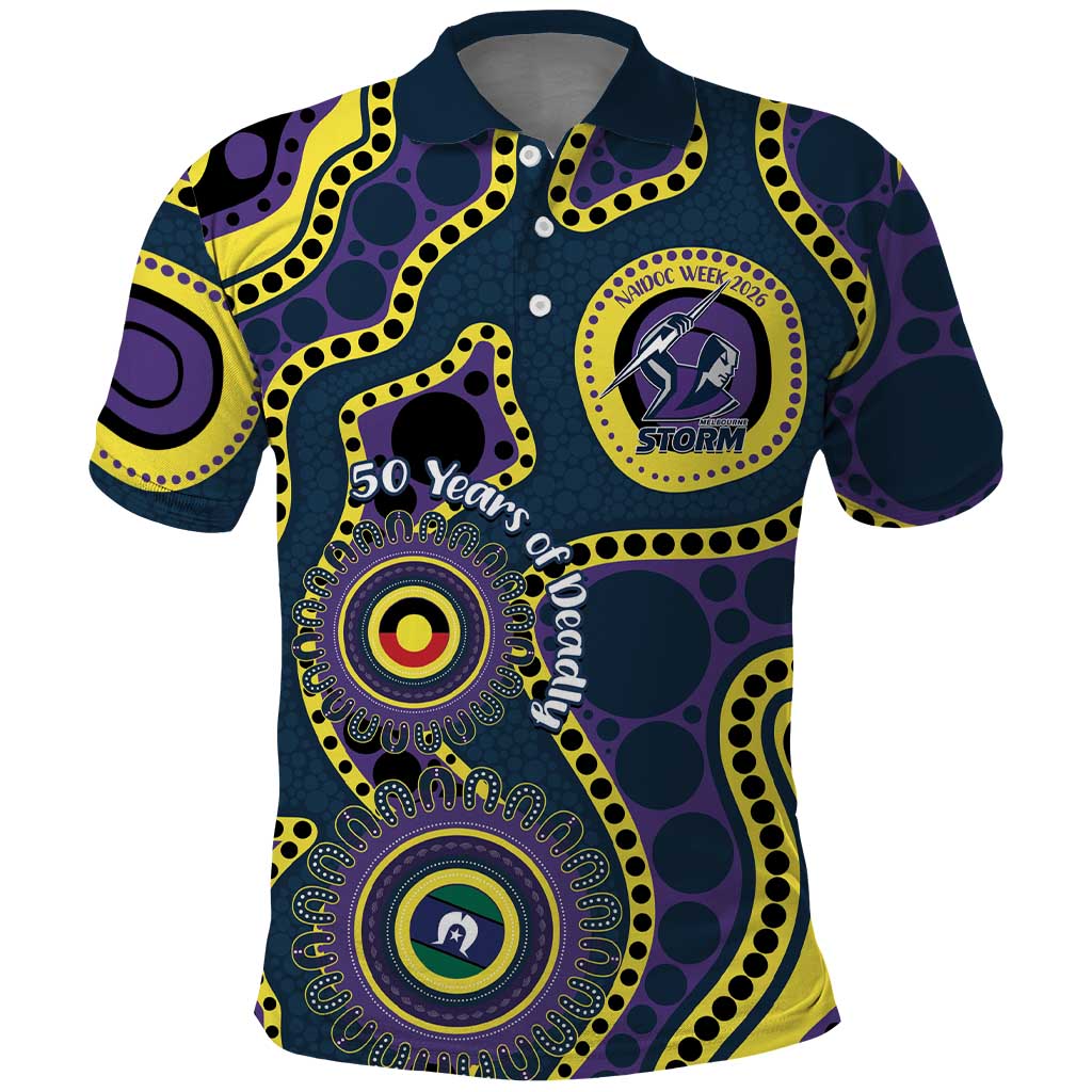 Storm NAIDOC Week 2026 Personalised Polo Shirt 50 Years of Deadly Aboriginal Art