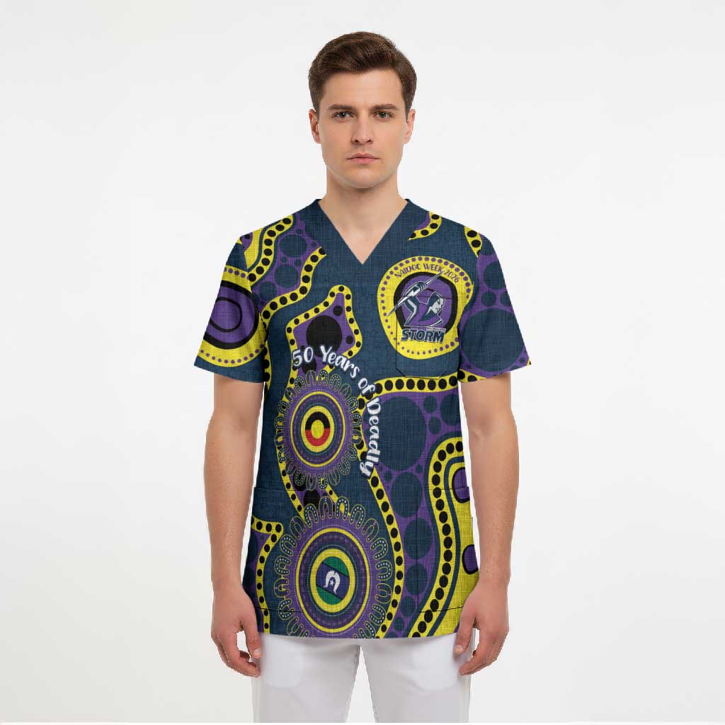 Storm NAIDOC Week 2026 Personalised Scrub Top 50 Years of Deadly Aboriginal Art