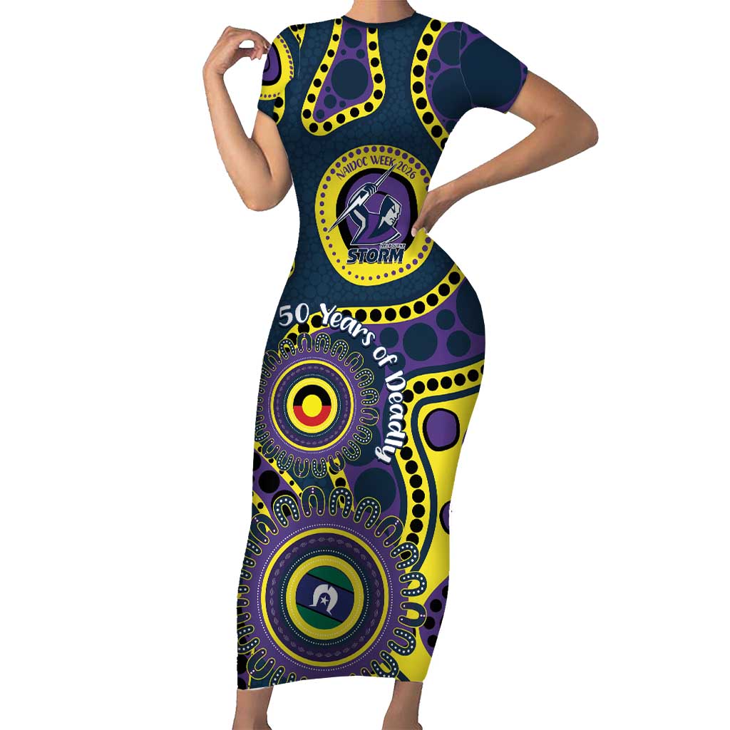 Storm NAIDOC Week 2026 Personalised Short Sleeve Bodycon Dress 50 Years of Deadly Aboriginal Art