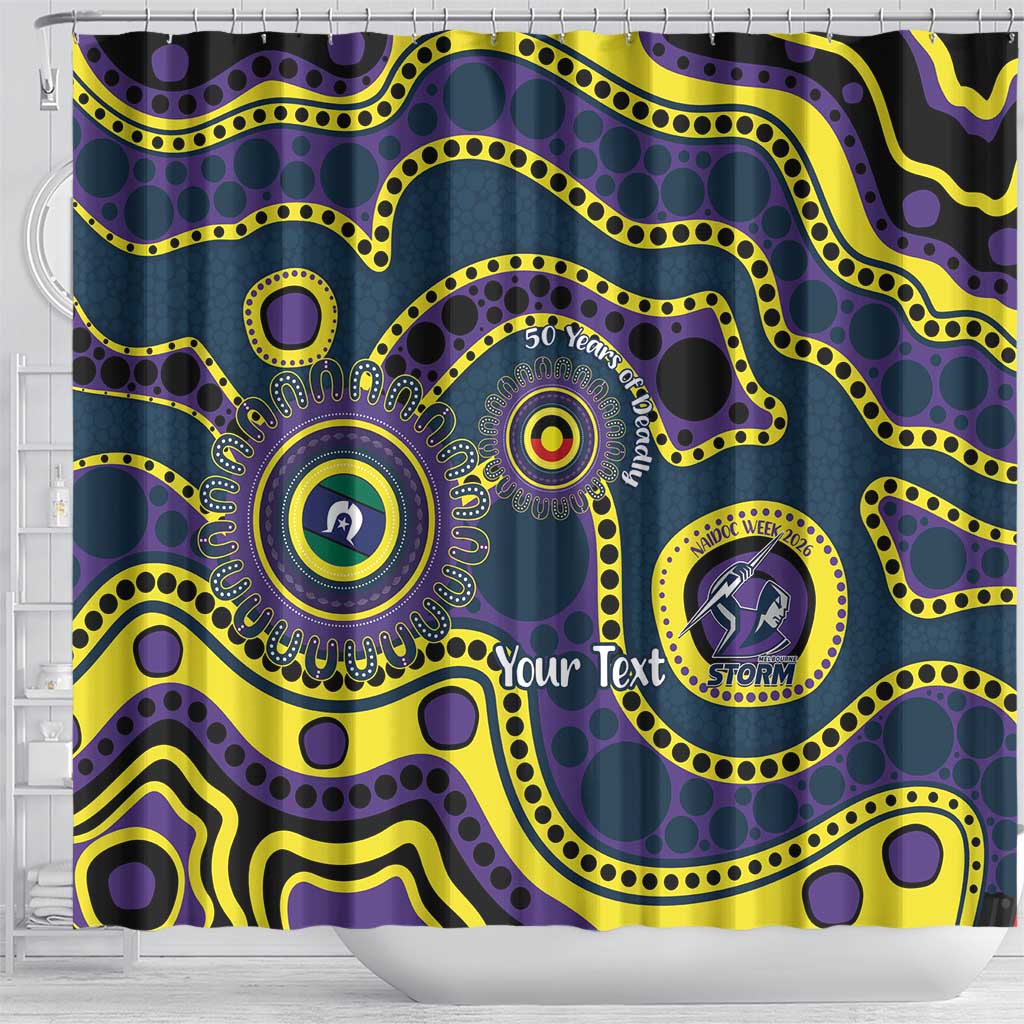 Storm NAIDOC Week 2026 Personalised Shower Curtain 50 Years of Deadly Aboriginal Art