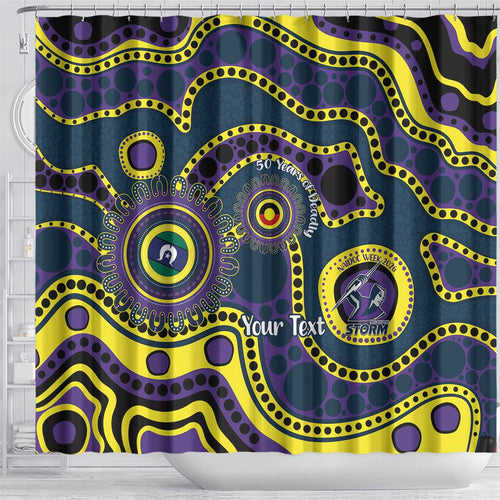 Storm NAIDOC Week 2026 Personalised Shower Curtain 50 Years of Deadly Aboriginal Art