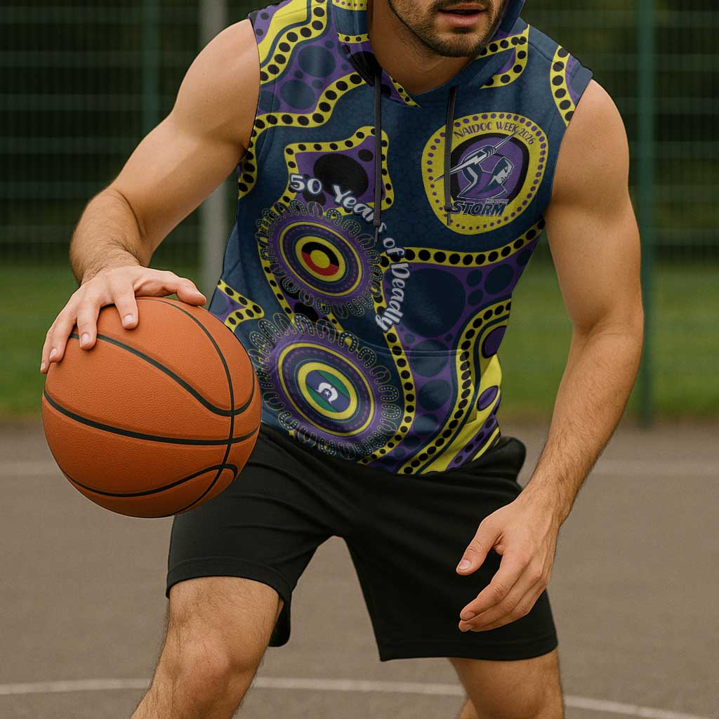 Storm NAIDOC Week 2026 Personalised Sleeveless Hoodie 50 Years of Deadly Aboriginal Art
