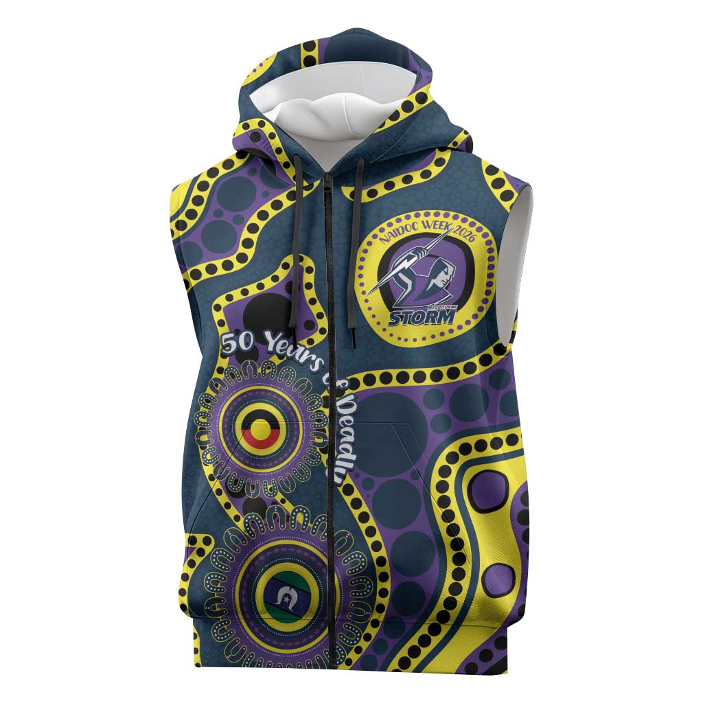 Storm NAIDOC Week 2026 Personalised Sleeveless Zip Hoodie 50 Years of Deadly Aboriginal Art