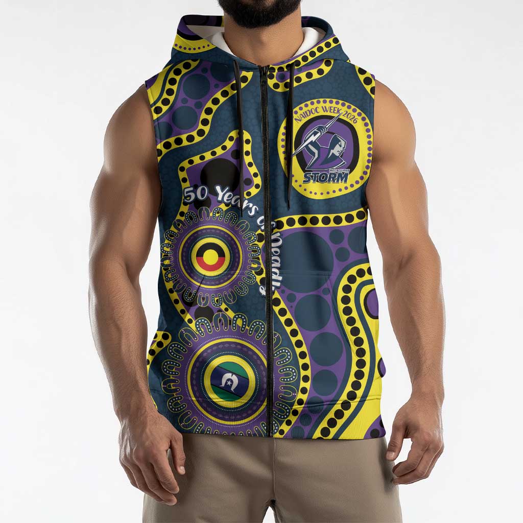 Storm NAIDOC Week 2026 Personalised Sleeveless Zip Hoodie 50 Years of Deadly Aboriginal Art