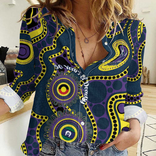 Storm NAIDOC Week 2026 Personalised Women Casual Shirt 50 Years of Deadly Aboriginal Art