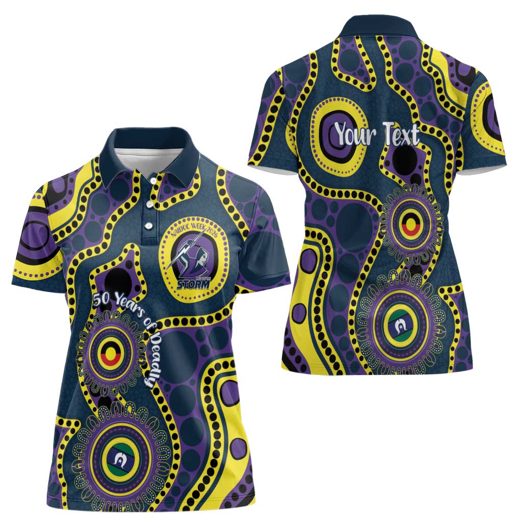 Storm NAIDOC Week 2026 Personalised Women Polo Shirt 50 Years of Deadly Aboriginal Art