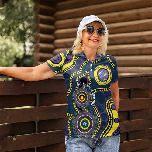 Storm NAIDOC Week 2026 Personalised Women Polo Shirt 50 Years of Deadly Aboriginal Art