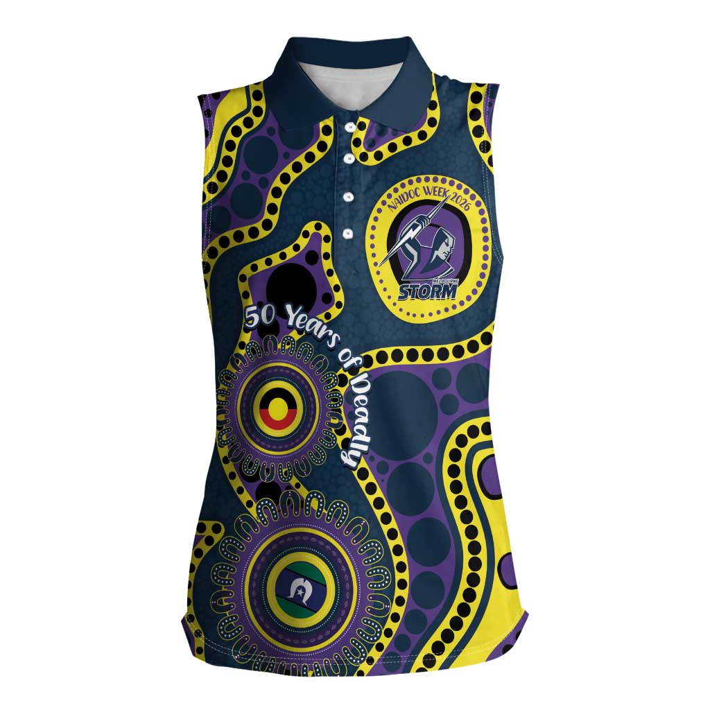 Storm NAIDOC Week 2026 Personalised Women Sleeveless Polo Shirt 50 Years of Deadly Aboriginal Art