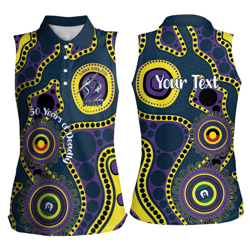 Storm NAIDOC Week 2026 Personalised Women Sleeveless Polo Shirt 50 Years of Deadly Aboriginal Art
