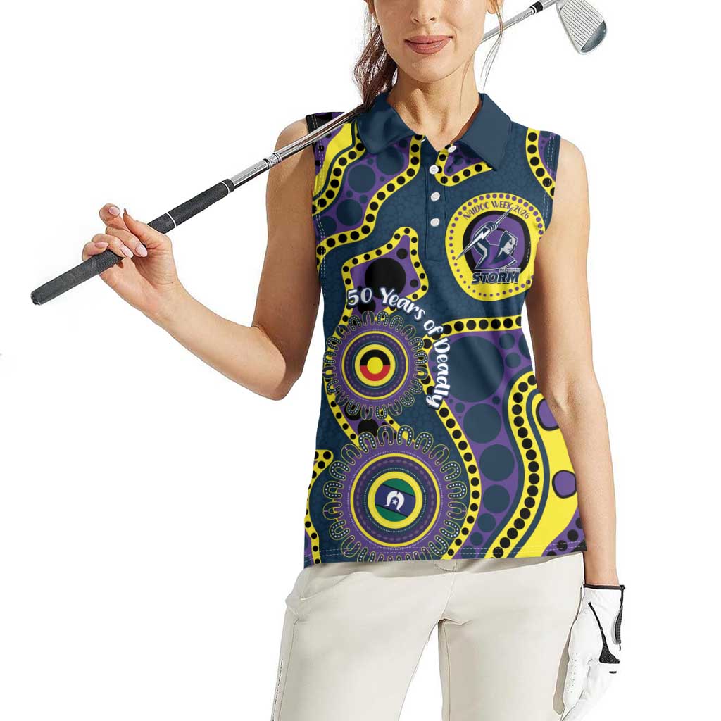 Storm NAIDOC Week 2026 Personalised Women Sleeveless Polo Shirt 50 Years of Deadly Aboriginal Art