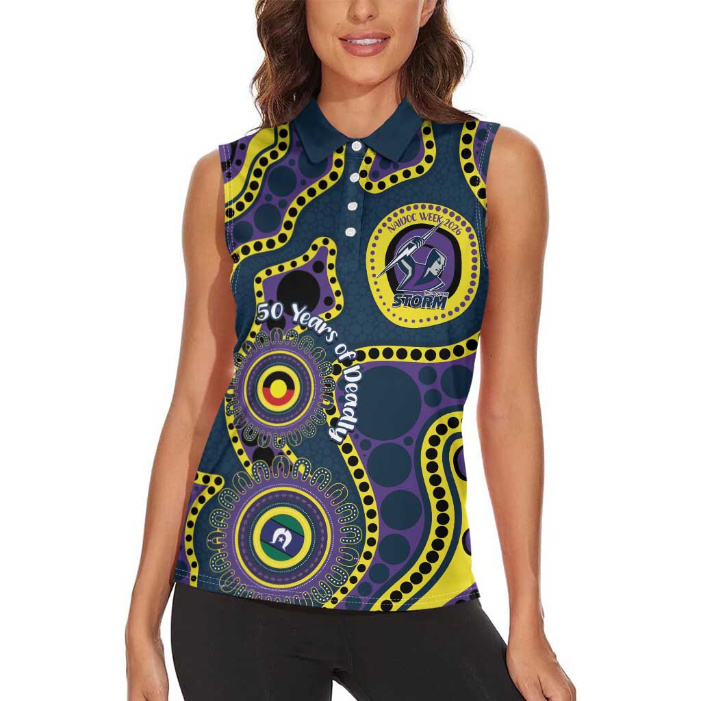 Storm NAIDOC Week 2026 Personalised Women Sleeveless Polo Shirt 50 Years of Deadly Aboriginal Art