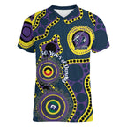 Storm NAIDOC Week 2026 Personalised Women V-Neck T-Shirt 50 Years of Deadly Aboriginal Art