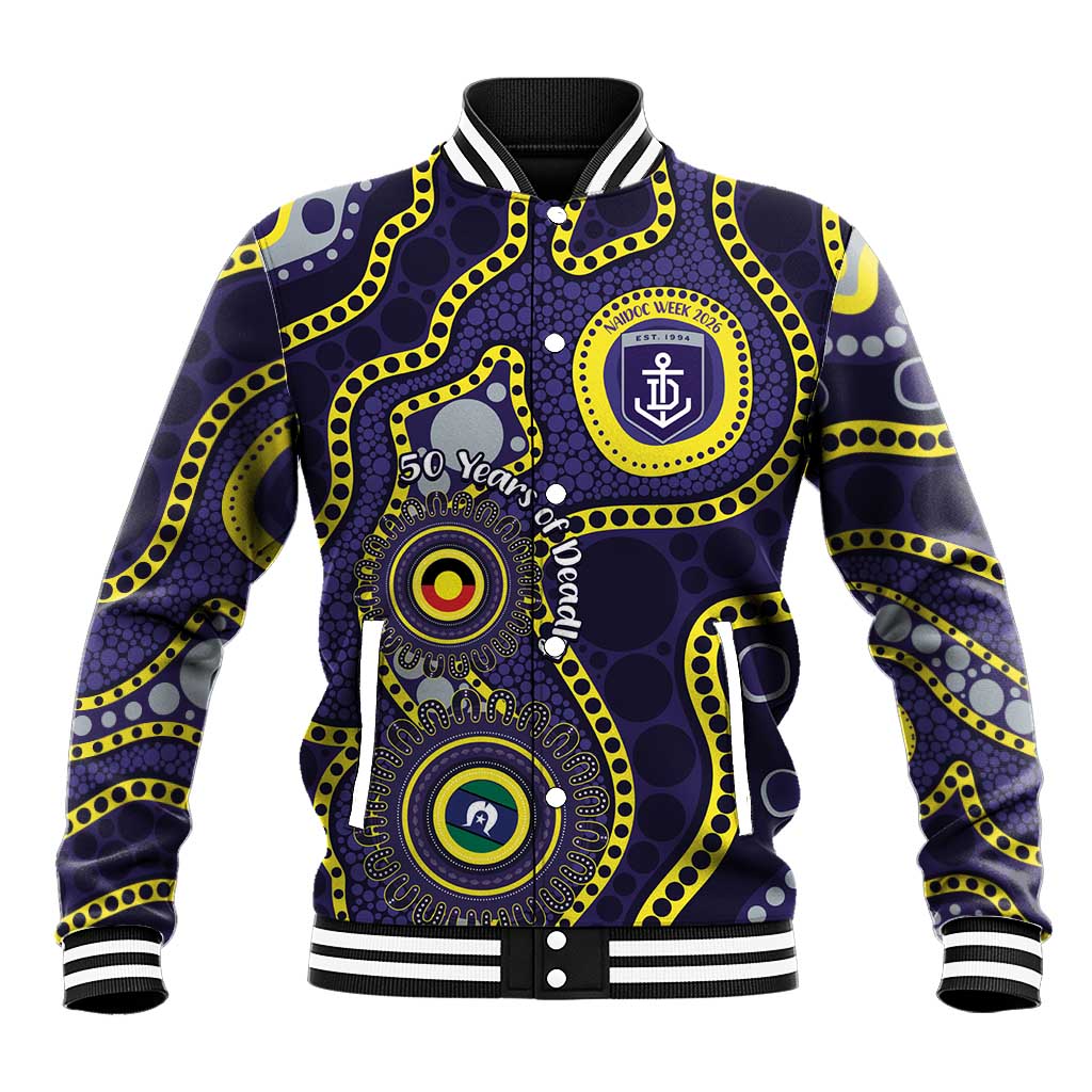 Dockers NAIDOC Week 2026 Personalised Baseball Jacket 50 Years of Deadly Aboriginal Art