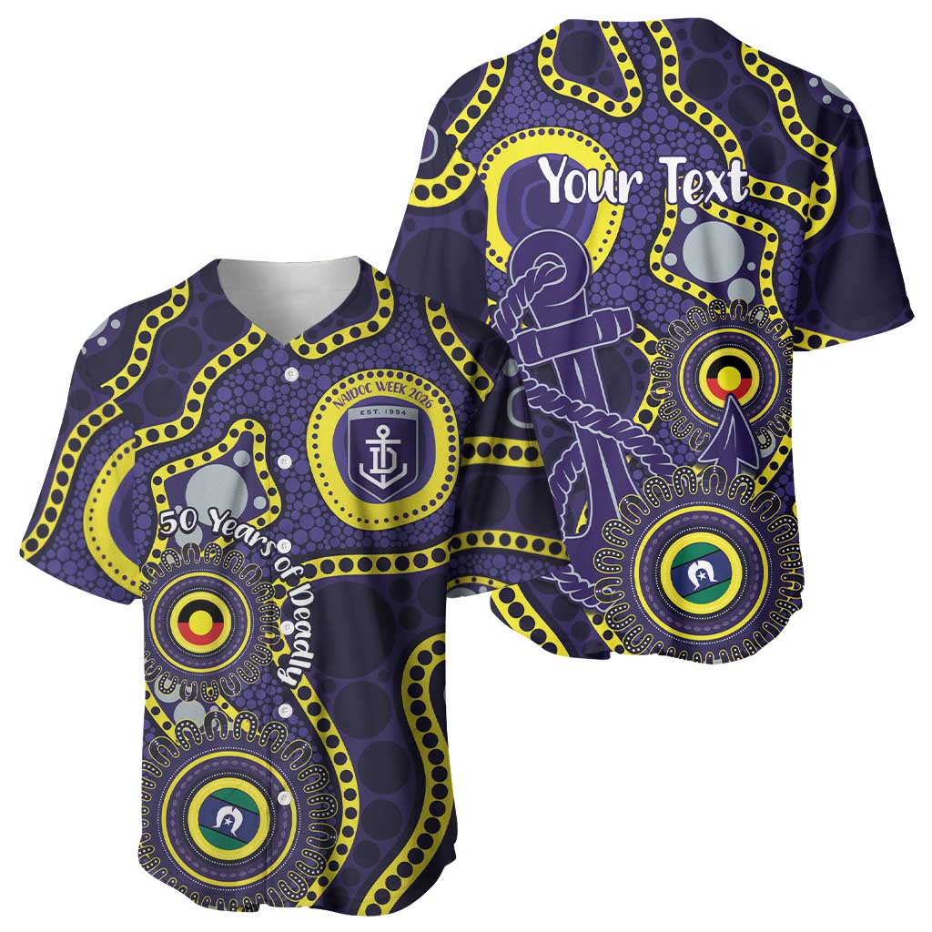 Dockers NAIDOC Week 2026 Personalised Baseball Jersey 50 Years of Deadly Aboriginal Art