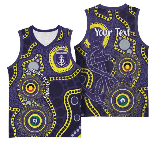 Dockers NAIDOC Week 2026 Personalised Basketball Jersey 50 Years of Deadly Aboriginal Art