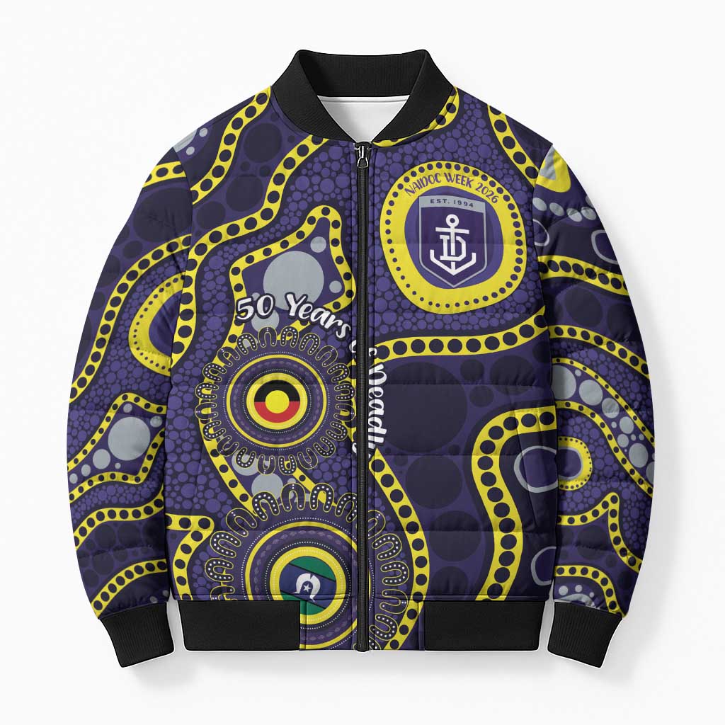 Dockers NAIDOC Week 2026 Personalised Bomber Puffer Jacket 50 Years of Deadly Aboriginal Art