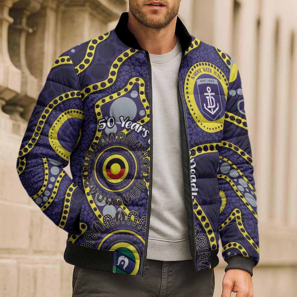 Dockers NAIDOC Week 2026 Personalised Bomber Puffer Jacket 50 Years of Deadly Aboriginal Art