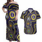 Dockers NAIDOC Week 2026 Personalised Couples Matching Off Shoulder Maxi Dress and Hawaiian Shirt 50 Years of Deadly Aboriginal Art