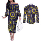 Dockers NAIDOC Week 2026 Personalised Couples Matching Off The Shoulder Long Sleeve Dress and Long Sleeve Button Shirt 50 Years of Deadly Aboriginal Art