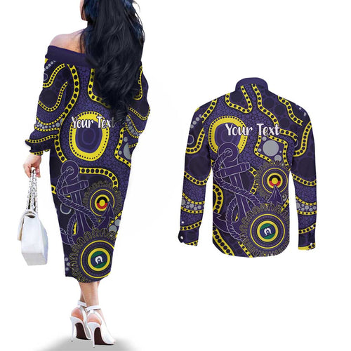 Dockers NAIDOC Week 2026 Personalised Couples Matching Off The Shoulder Long Sleeve Dress and Long Sleeve Button Shirt 50 Years of Deadly Aboriginal Art