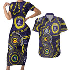 Dockers NAIDOC Week 2026 Personalised Couples Matching Short Sleeve Bodycon Dress and Hawaiian Shirt 50 Years of Deadly Aboriginal Art