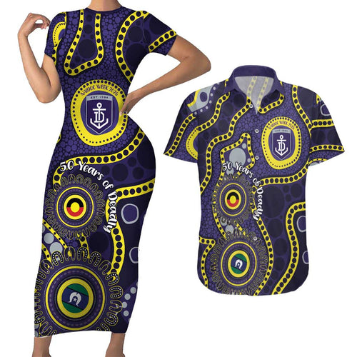 Dockers NAIDOC Week 2026 Personalised Couples Matching Short Sleeve Bodycon Dress and Hawaiian Shirt 50 Years of Deadly Aboriginal Art