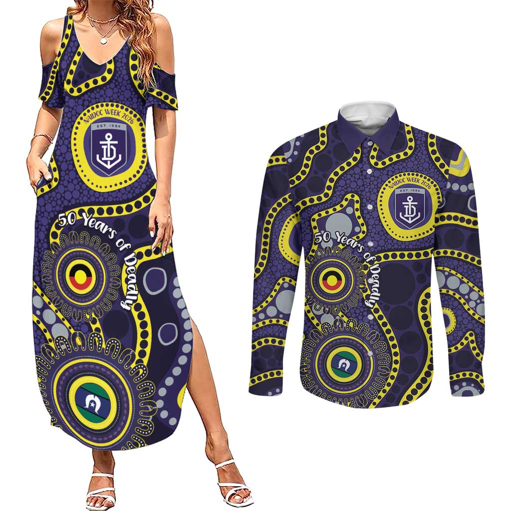 Dockers NAIDOC Week 2026 Personalised Couples Matching Summer Maxi Dress and Long Sleeve Button Shirt 50 Years of Deadly Aboriginal Art