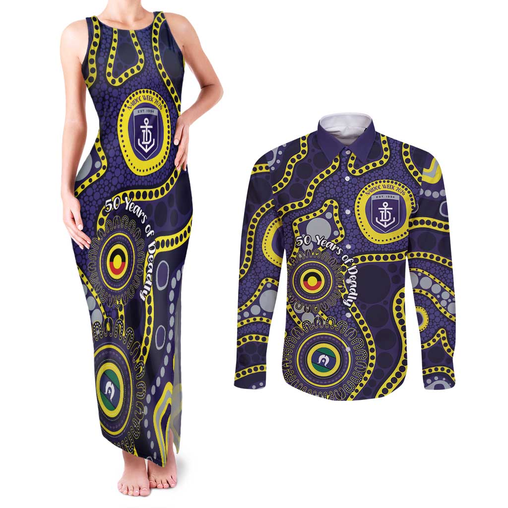 Dockers NAIDOC Week 2026 Personalised Couples Matching Tank Maxi Dress and Long Sleeve Button Shirt 50 Years of Deadly Aboriginal Art
