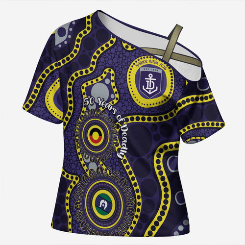 Dockers NAIDOC Week 2026 Personalised Cross Shoulder Shirt 50 Years of Deadly Aboriginal Art