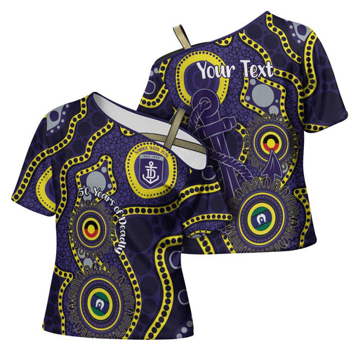 Dockers NAIDOC Week 2026 Personalised Cross Shoulder Shirt 50 Years of Deadly Aboriginal Art