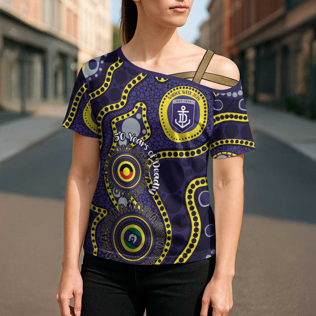 Dockers NAIDOC Week 2026 Personalised Cross Shoulder Shirt 50 Years of Deadly Aboriginal Art