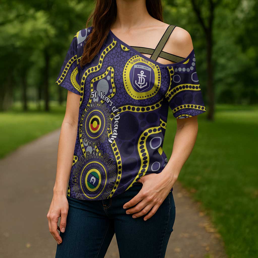 Dockers NAIDOC Week 2026 Personalised Cross Shoulder Shirt 50 Years of Deadly Aboriginal Art
