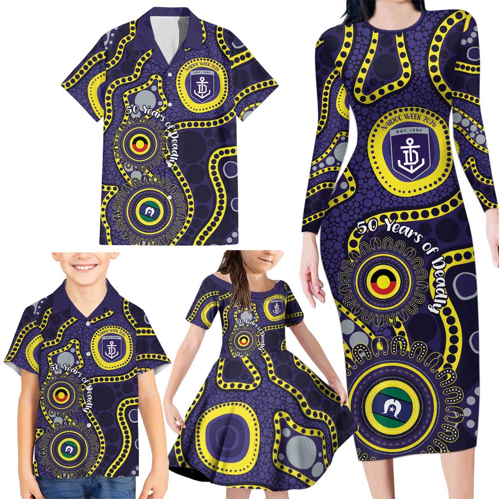 Dockers NAIDOC Week 2026 Personalised Family Matching Long Sleeve Bodycon Dress and Hawaiian Shirt 50 Years of Deadly Aboriginal Art