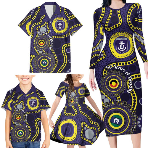 Dockers NAIDOC Week 2026 Personalised Family Matching Long Sleeve Bodycon Dress and Hawaiian Shirt 50 Years of Deadly Aboriginal Art