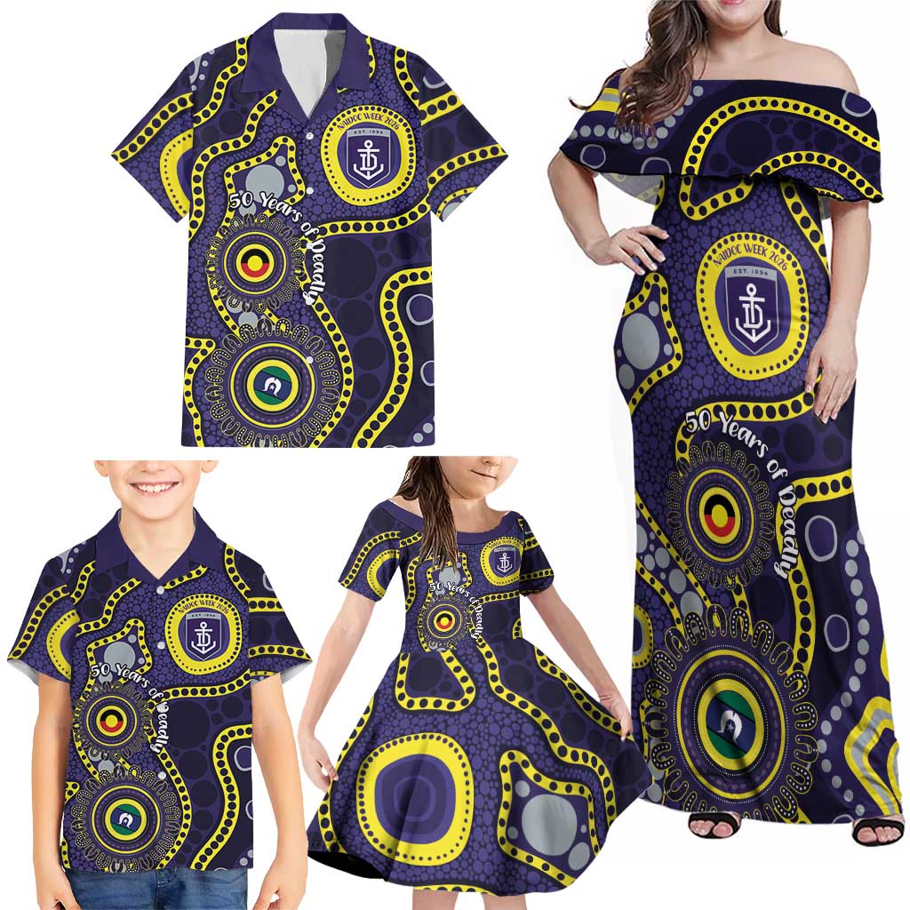 Dockers NAIDOC Week 2026 Personalised Family Matching Off Shoulder Maxi Dress and Hawaiian Shirt 50 Years of Deadly Aboriginal Art