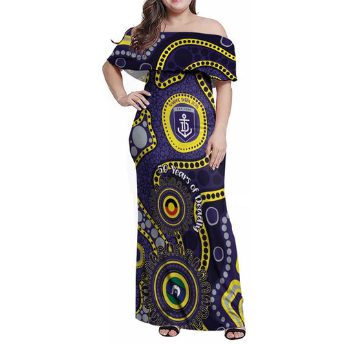 Dockers NAIDOC Week 2026 Personalised Family Matching Off Shoulder Maxi Dress and Hawaiian Shirt 50 Years of Deadly Aboriginal Art