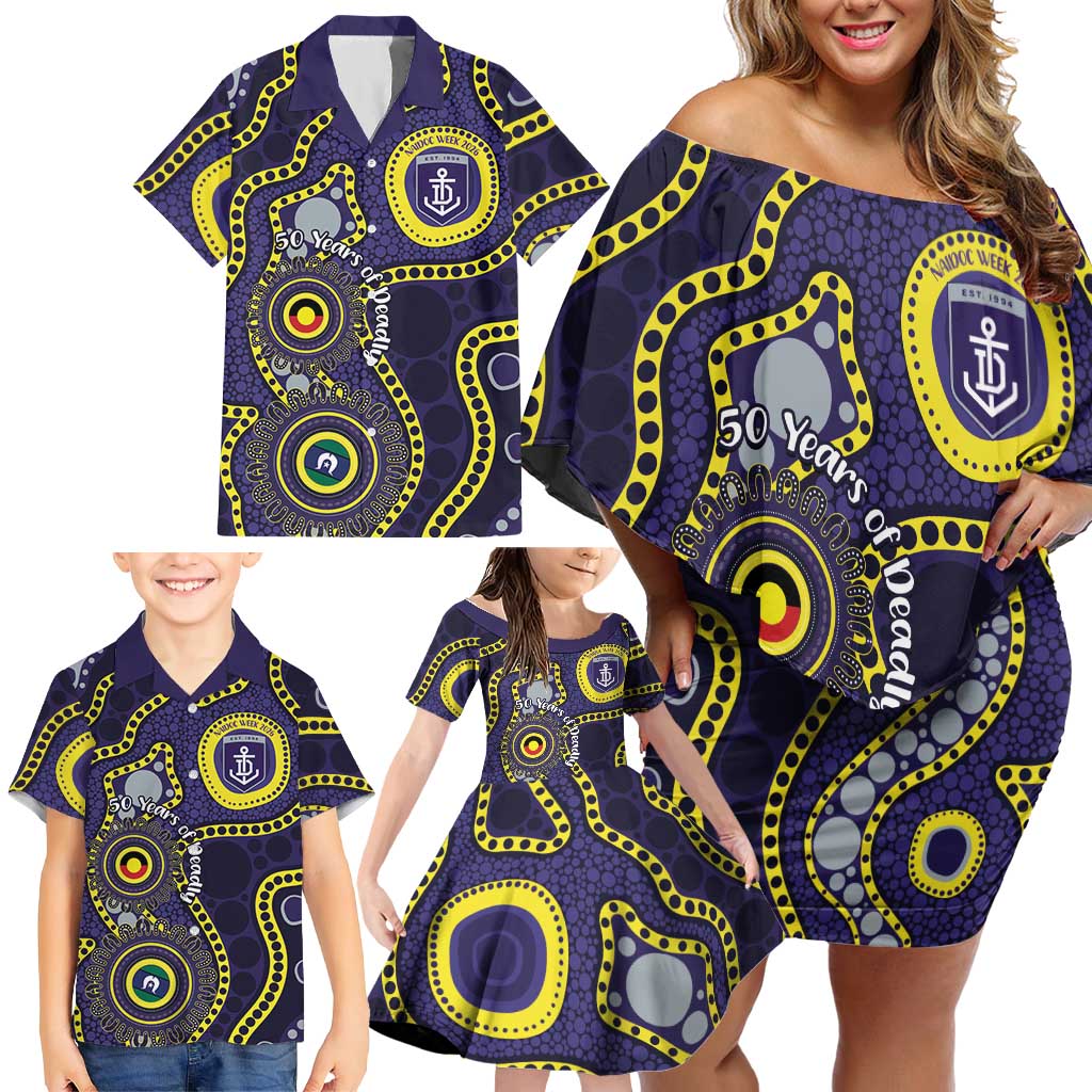 Dockers NAIDOC Week 2026 Personalised Family Matching Off Shoulder Short Dress and Hawaiian Shirt 50 Years of Deadly Aboriginal Art