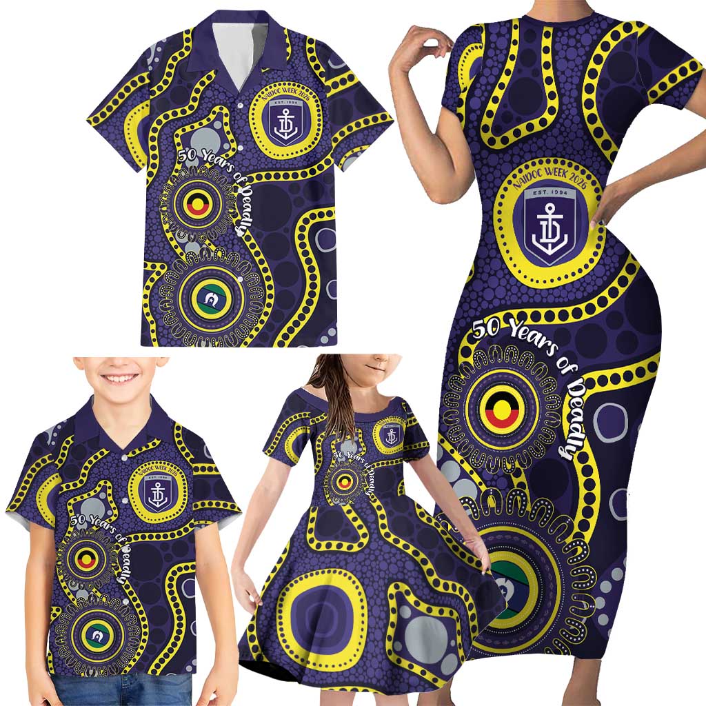 Dockers NAIDOC Week 2026 Personalised Family Matching Short Sleeve Bodycon Dress and Hawaiian Shirt 50 Years of Deadly Aboriginal Art