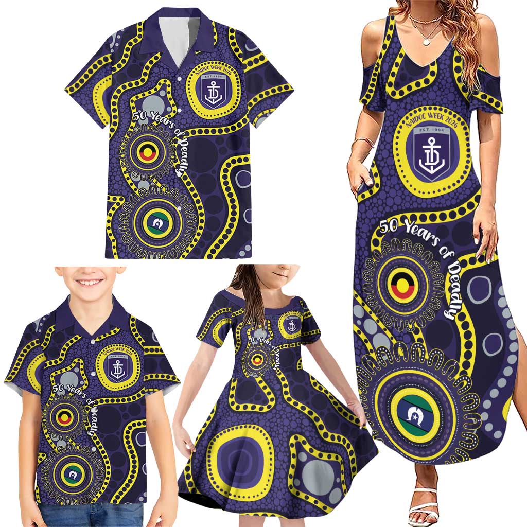 Dockers NAIDOC Week 2026 Personalised Family Matching Summer Maxi Dress and Hawaiian Shirt 50 Years of Deadly Aboriginal Art
